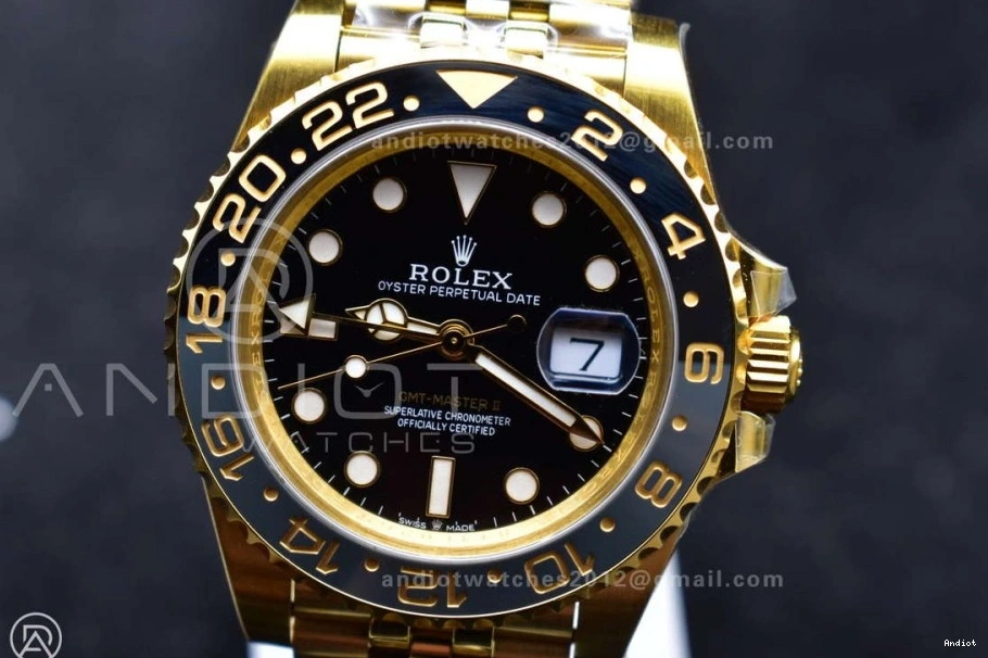 Weight VR3285 on Edition YG 1:1 II GRNR GMT Gain Bracelet Black Master CHS Dial Best Gold Jubilee 126718 Factory 0513